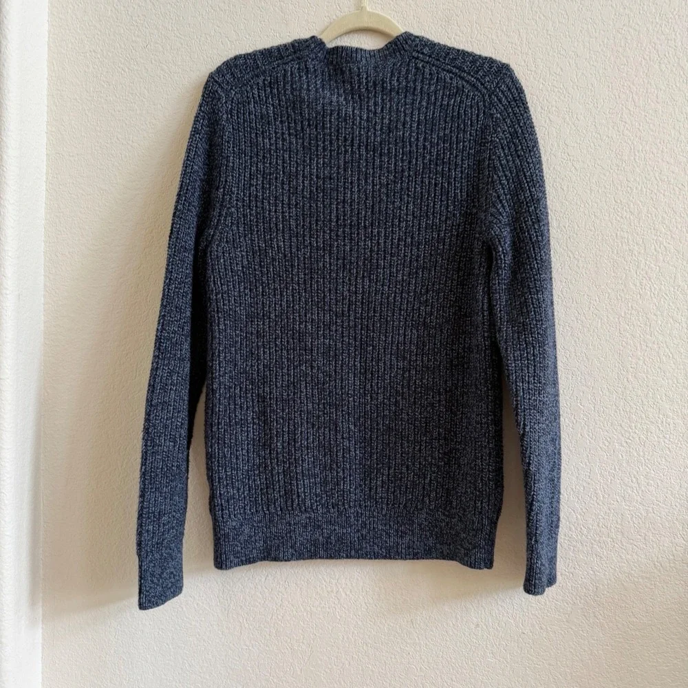 Banana Republic Mens Fisherman Ribbed Knit Sweater Marled‎ Blue Navy Crew Neck S